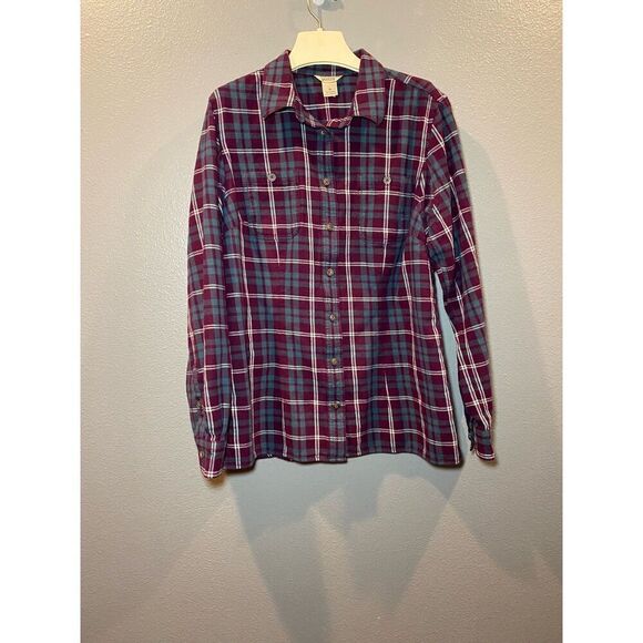 Duluth Trading Co Tops - Duluth Trading Co. Women's Plaid Flannel Shirt Purple and Teal Size Medium